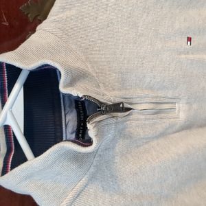 Tommy Hilfiger Luxury Cotton 1/4 Zip Sweater Cream Like new